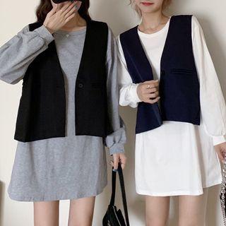 Plain Vest /plain Over-sized Pullover