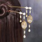 Faux Pearl Retro Floral Lantern Hair Stick 1 Pc - J49 - Gold - One Size