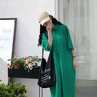 3/4-sleeve Buttoned Midi Dress