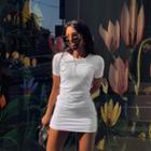 Round-neck Shirred T-shirt Minidress