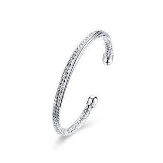Fashion Elegant Geometric Textured Bangle Silver - One Size