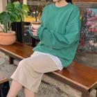 Colored Drawcord-hem Sweatshirt