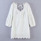 Puff Short-sleeve A-line Floral-print Dress