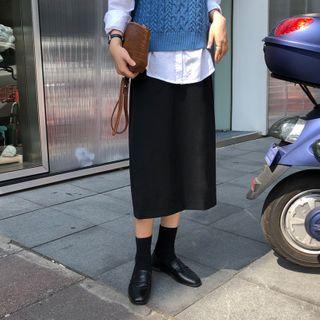 Slit Midi Skirt Blue - One Size