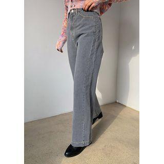 Gray Wash Wide-leg Jeans