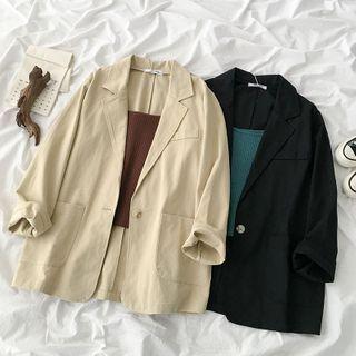 Plain Single-button Blazer / Camisole Top