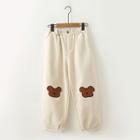Bear Embroidered Harem Pants