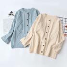 Cable-knit Lace Trim Cardigan