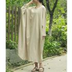 Long-sleeve Linen Maxi A-line Dress