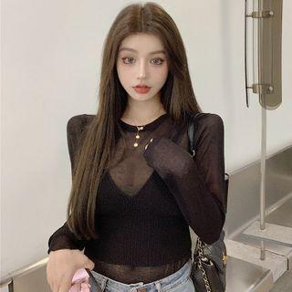 Mock Two-piece Light Knit Top In 5 Colors