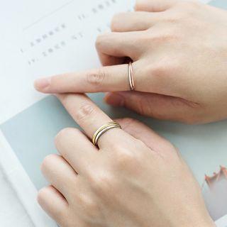 925 Sterling Silver Couple Matching Set: Two-tone Open Ring