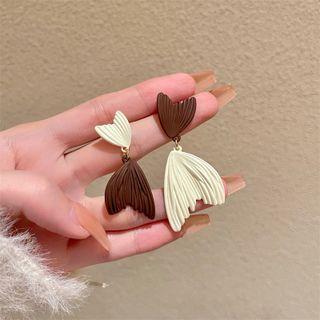 Fish Tail Asymmetrical Dangle Earring 1 Pair - Earring - White & Coffee - One Size