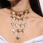 Floral Plated Net Necklace C2106 - Gold - One Size
