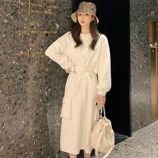 Set: Cropped Pullover + Pocket Detail Midi Straight-fit Skirt