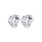 Simple Personality Geometric Square Stud Earrings With Cubic Zirconia Silver - One Size