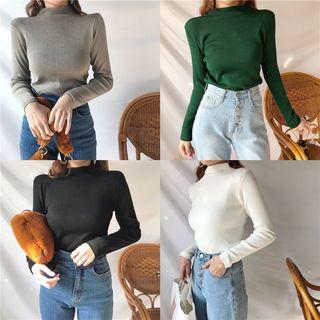 Fleece Lined Mock Neck Long Sleeve Knit Top