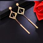 Alloy Square & Bar Dangle Earring 1 Pair - Rose Gold - One Size