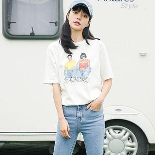 Short-sleeve Cartoon Sheath T-shirt