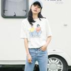 Short-sleeve Cartoon Sheath T-shirt