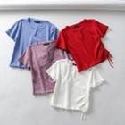 Drawstring Waist Ruffled Short-sleeve T-shirt