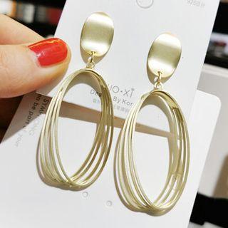 Alloy Oval Layered Dangle Earring 1 Pair - Gold - One Size