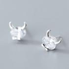 Ox Rhinestone Sterling Silver Earring 1 Pair - Silver - One Size