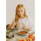 Flower-embroidered T-shirt