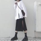 Split Hem Long-sleeve T-shirt / Midi H-line Skirt
