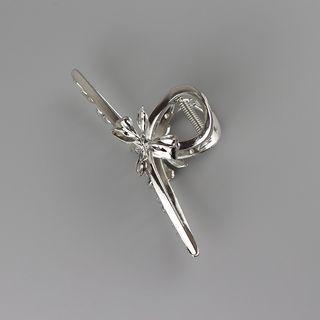 Ribbon Hair Claw Silver - One Size