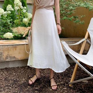 Zip-side Maxi Skirt White - One Size
