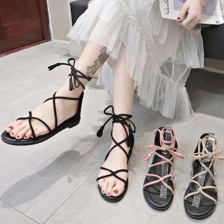 Crisscross Strappy Ankle Tie Flat Gladiator Sandals