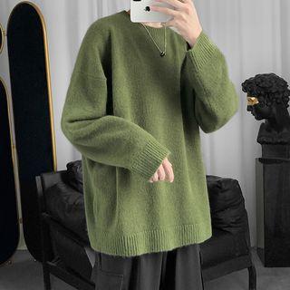 Plain Round-neck Oversize Sweater