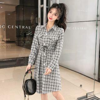 Single Breasted Plaid Dress