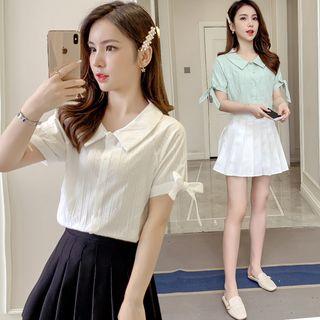 Short-sleeve Bow Cuff Blouse