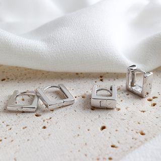 925 Sterling Silver Square Hoop Earring