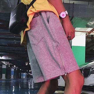 Side Zip Drawstring Shorts