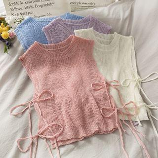 Ribbon-accent Light Knit Vest