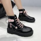Heart Buckle Lace-up Platform Short Boots