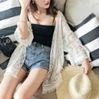 Open-front Lace Jacket White - One Size