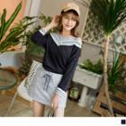 Mock Two Piece Striped Panel Top
