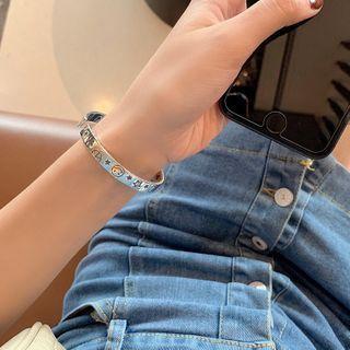 Alloy Smiley Open Bangle Silver - One Size