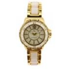 Crystal Covered Wrist Watch Gold & White - One Size