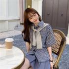 Mock Two Piece Plaid Short-sleeve Shirt As Shown In Figure - One Size