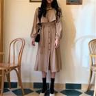 Ruffle Long-sleeve Midi Shirtdress