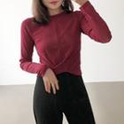 Knotted Hem Long Sleeve Cropped Top