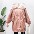 Faux Fur-trim Furry-lined Hooded Coat