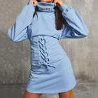 Turtleneck Mini Sheath Sweater Dress
