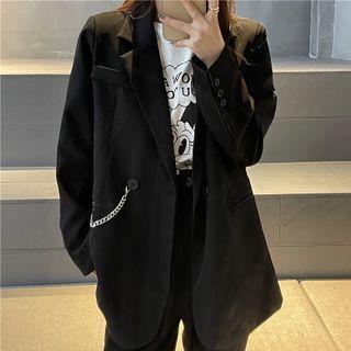 Long-sleeve Double-breasted Chained Blazer