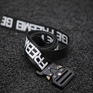 Lettering Fabric Belt Black - One Size