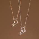 Dolphin Rhinestone Pendant Sterling Silver Necklace